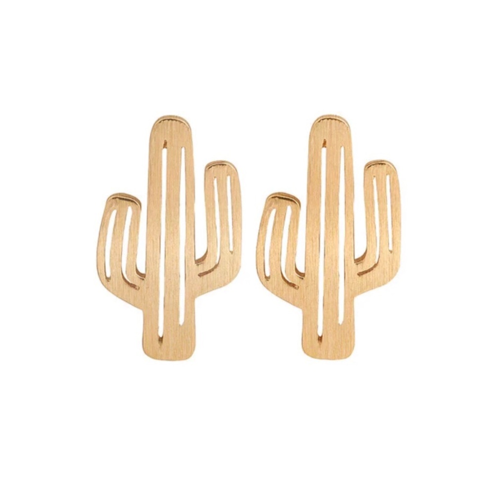 Gold cactus earrings
